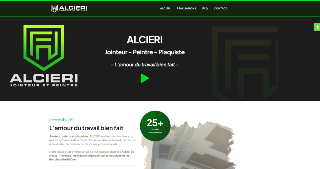 Site internet vitrine clefs en mains pour Patrick Alcieri, jointeur et plaquiste dans les Alpes de Haute Provence