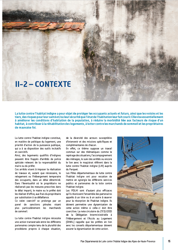 Brochure consacrée à la lutte contre l'insalubrité dans les Alpes de Haute Provence